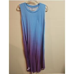 Sleeveless Ombre Midaxi Dress M Blue Purple Gradient Tie Dye Dress Boho Casual